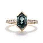 14k gold green trapezoid sapphire side stone engagement ring 1