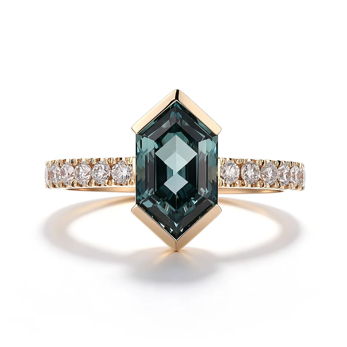14k gold green trapezoid sapphire side stone engagement ring 1 14k gold green trapezoid sapphire side stone engagement ring 1