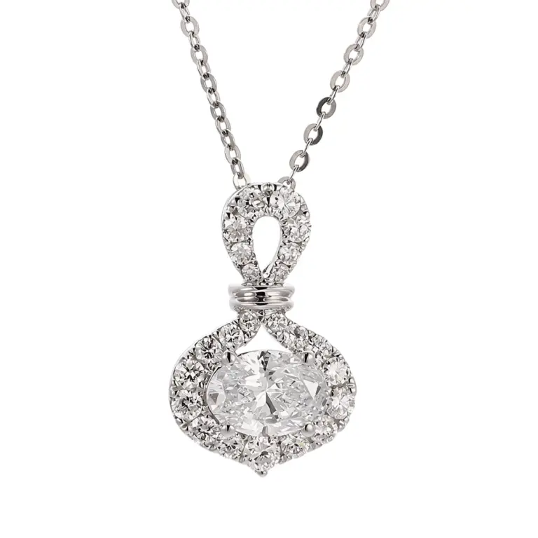 14k gold oval lab grown diamond pendant necklace refined dainty 1