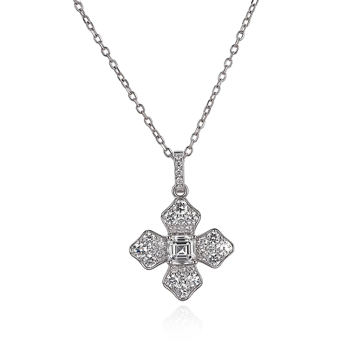 14k gold radiant pendant necklace with asscher lab grown diamond 1 14k gold radiant pendant necklace with asscher lab grown diamond 1