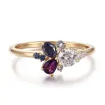 14k gold round diamond sapphire cluster engagement ring 1