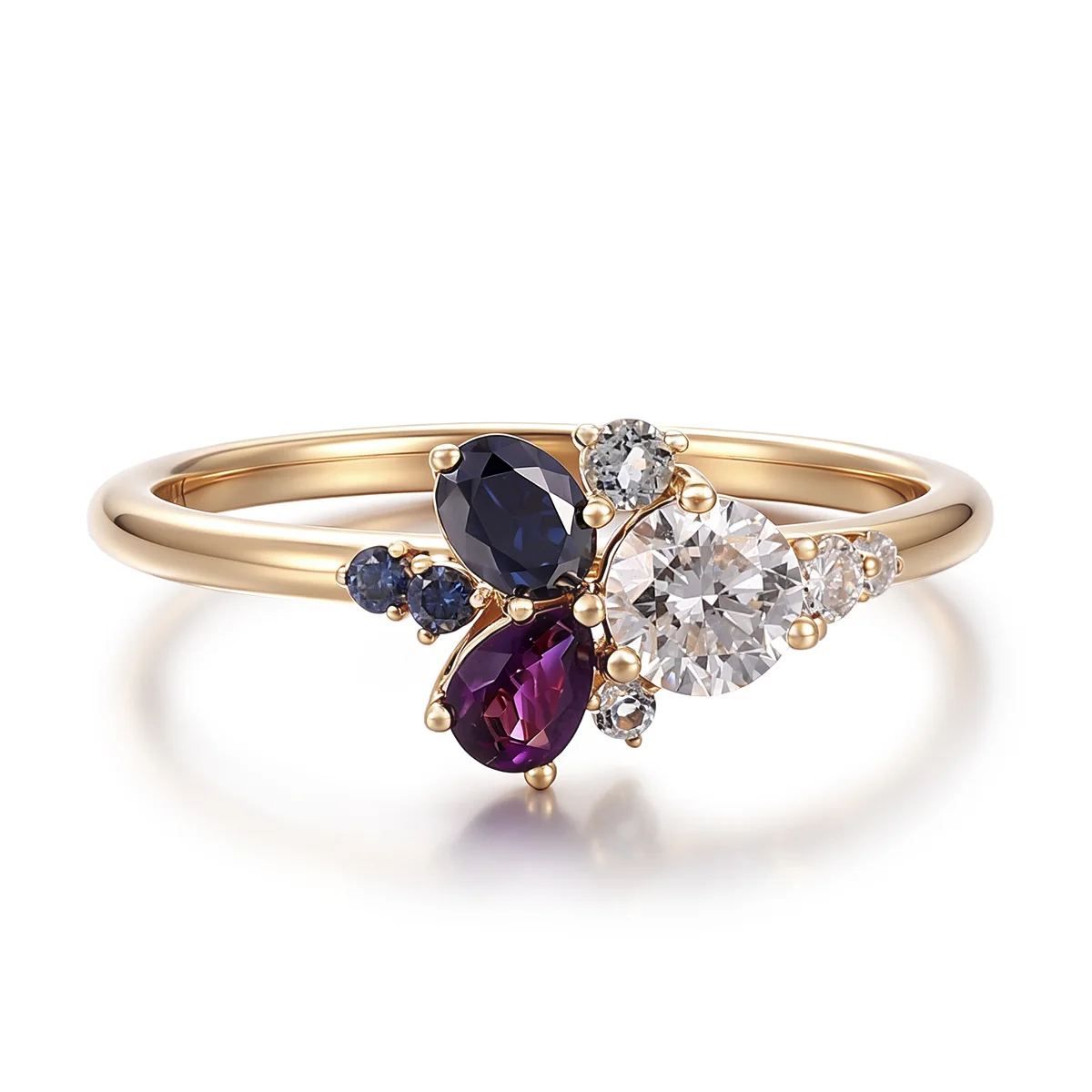 14k gold round diamond sapphire cluster engagement ring 1 14k gold round diamond sapphire cluster engagement ring 1