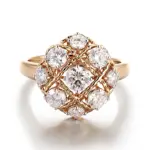 14k gold round lab grown diamond heirloom cluster ring 1