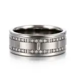 14k gold round lab grown diamond wide band engagement ring 1