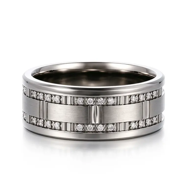14k gold round lab grown diamond wide band engagement ring 1
