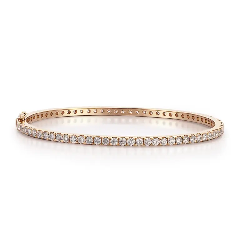 18k gold bangle bracelet with round lab grown diamond timeless finish 1