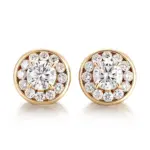18k gold contemporary stud earrings with round lab grown diamond 1