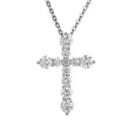 18k gold cross necklace sophisticated round lab grown diamond design 1