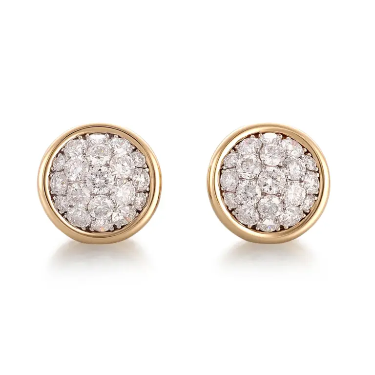 18k gold round lab grown diamond refined stud earrings 1
