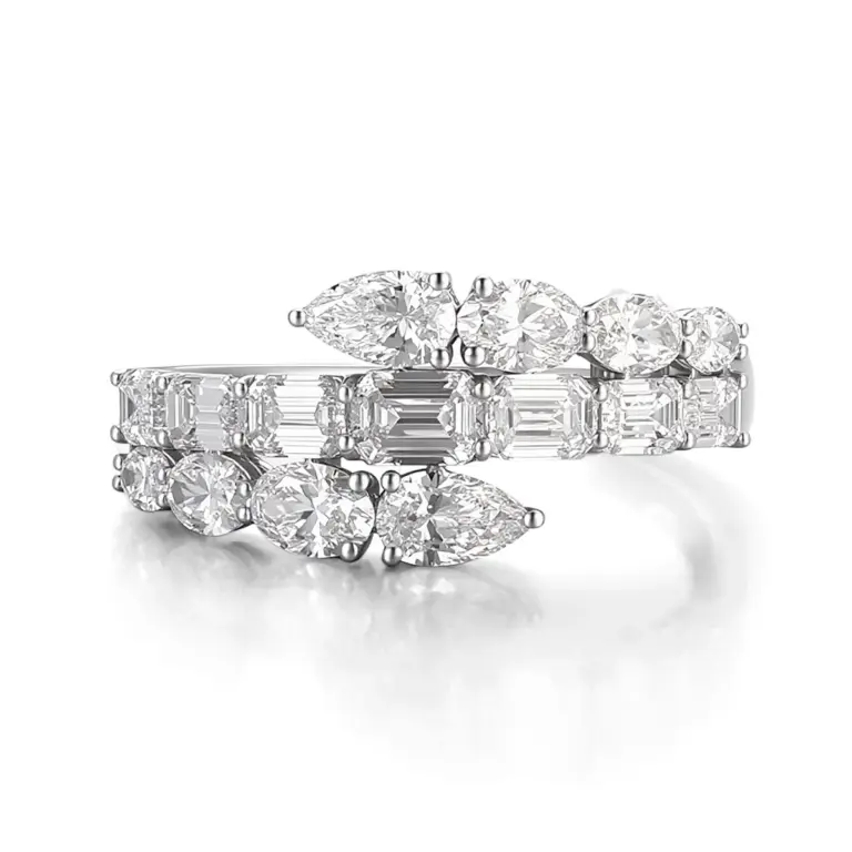 18k gold split shank engagement ring featuring emerald pear oval lab grown diamond 1