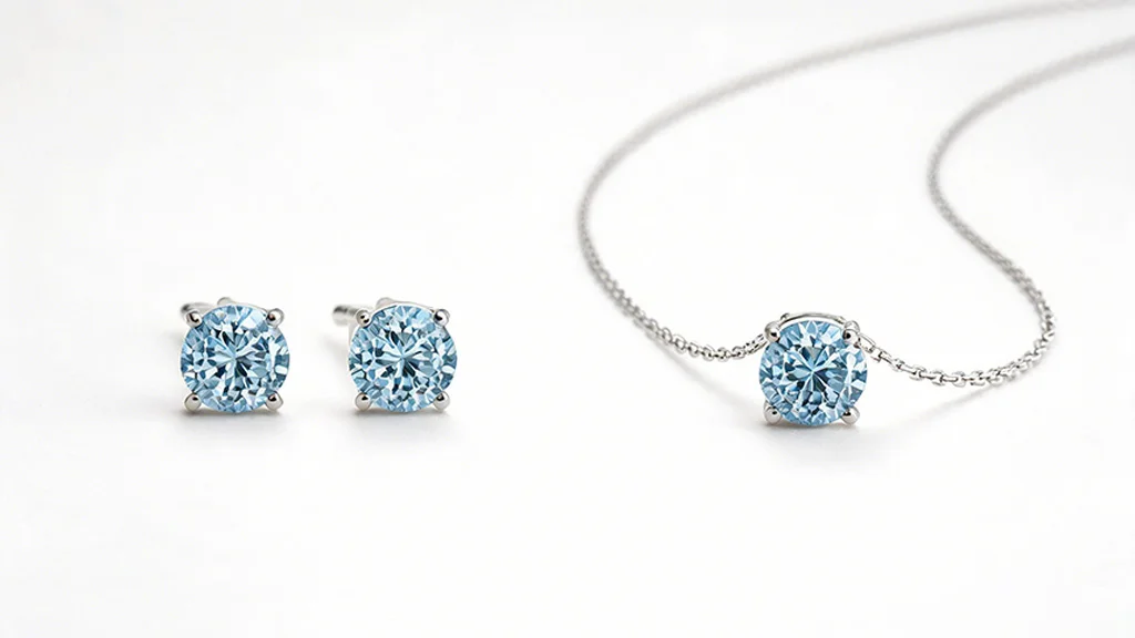 Aquamarine stud earrings and pendant necklace set