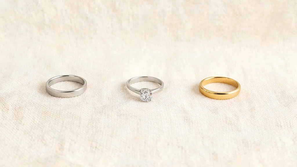 Comparison of promise ring, engagement ring, and commitment ring styles