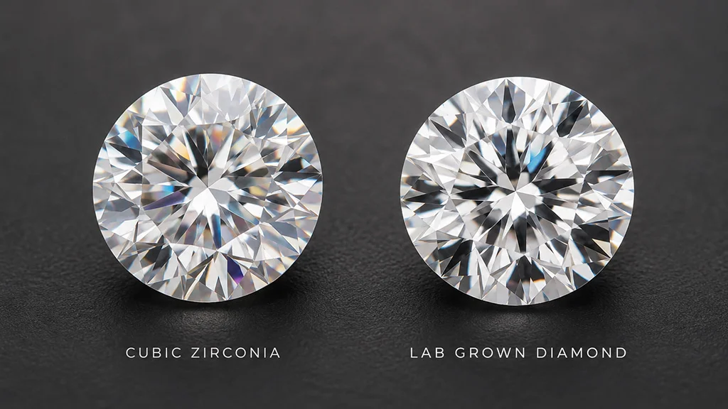 Cubic zirconia vs lab grown diamond of the same size
