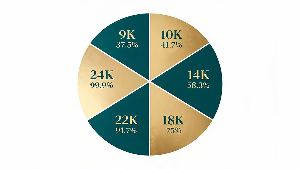 Infographic showing gold purity percentages from 9K to 24K