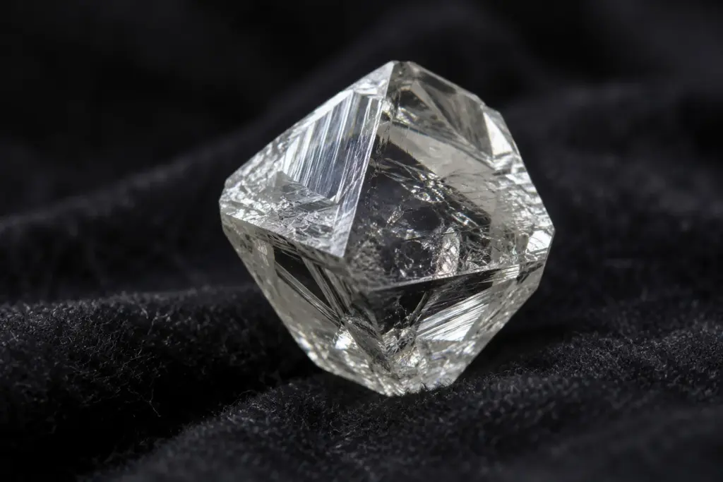 Rough lab grown diamond crystals prior to cutting