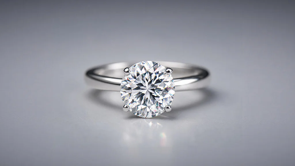 Solitaire engagement ring set with a colorless lab grown diamond alternative