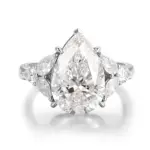 art deco 10k gold pear lab grown diamond cluster engagement ring 1