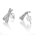 art deco platinum round lab grown diamond stud earrings 1