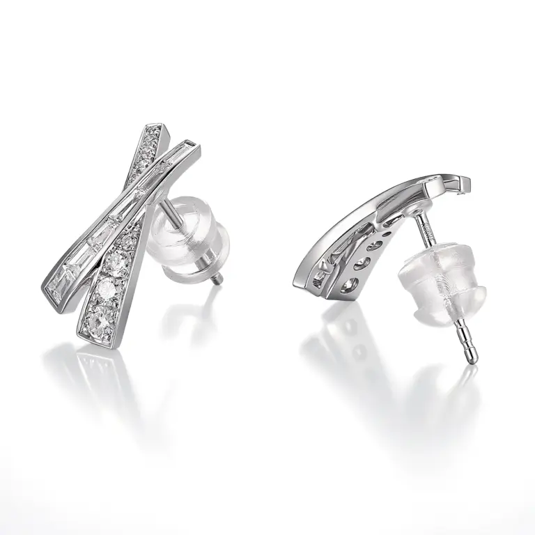 art deco platinum round lab grown diamond stud earrings 1