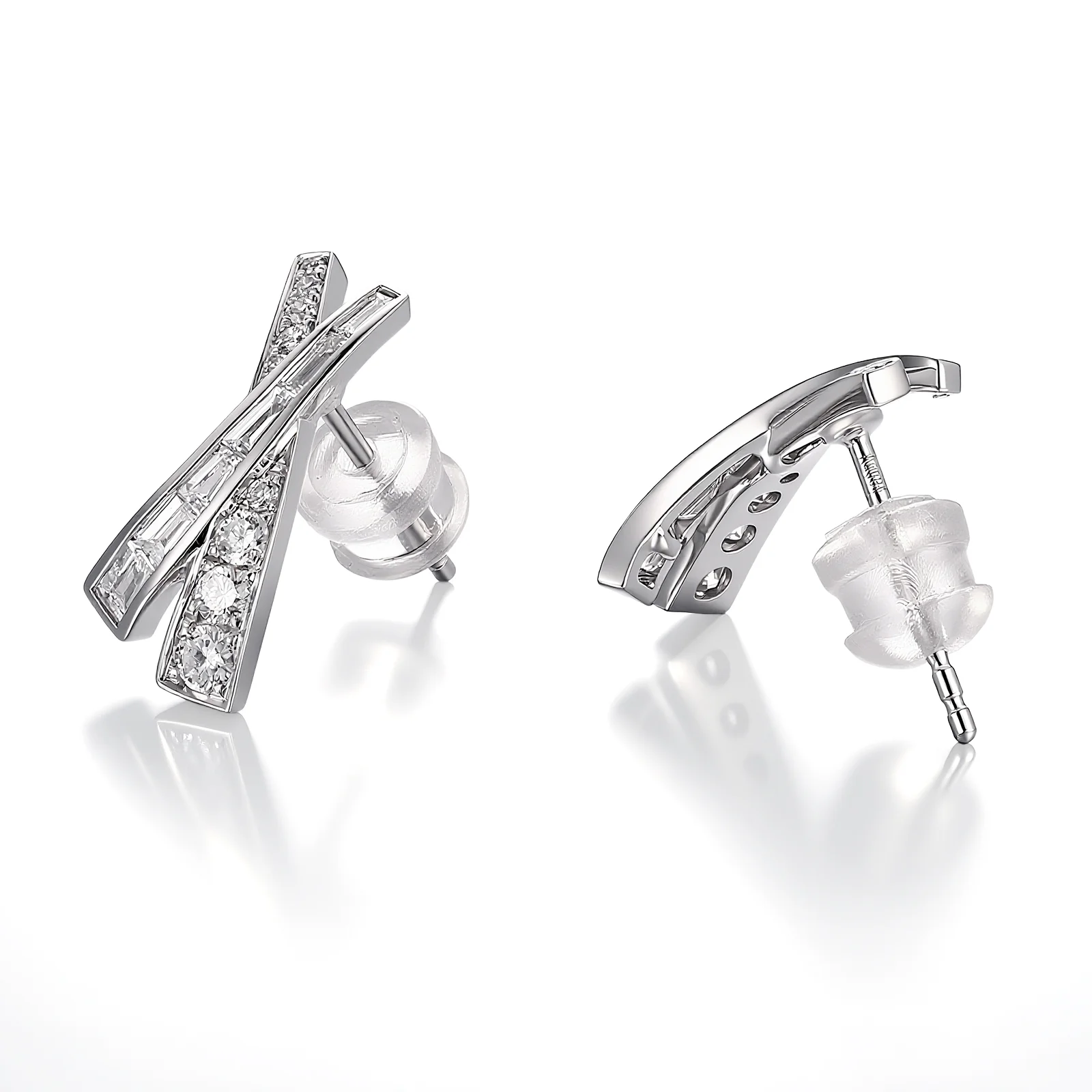 art deco platinum round lab grown diamond stud earrings 1 art deco platinum round lab grown diamond stud earrings 1