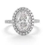 captivating halo engagement ring in platinum with oval lab grown diamond 1