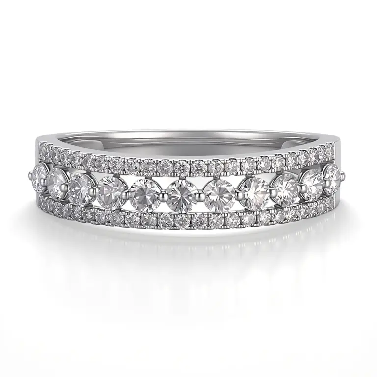 classic eternity band in 18k gold with round lab grown diamonds 1