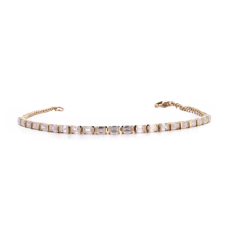classic platinum emerald lab grown diamond link bracelet 1