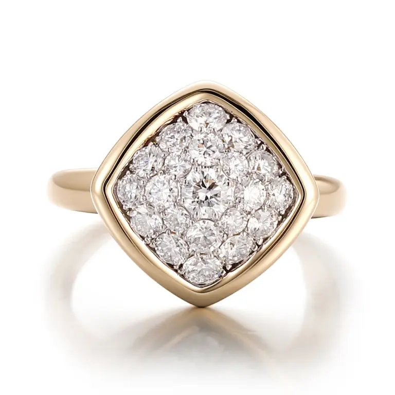 delicate 10k gold round lab grown diamond cluster engagement ring 1
