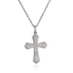 delicate 14k gold princess lab grown diamond cross necklace 1