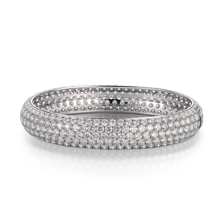 effortless 10k gold bangle bracelet featuring round lab grown diamonds 1