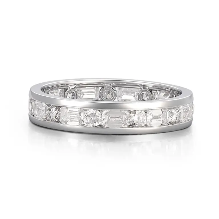 elegant 10k gold round emerald lab grown diamond eternity ring 1