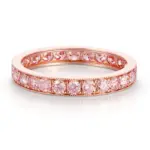 elegant 14k gold pink round lab grown diamond eternity ring 1