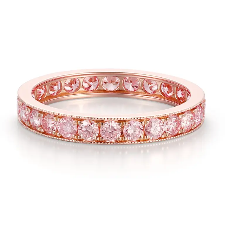 elegant 14k gold pink round lab grown diamond eternity ring 1