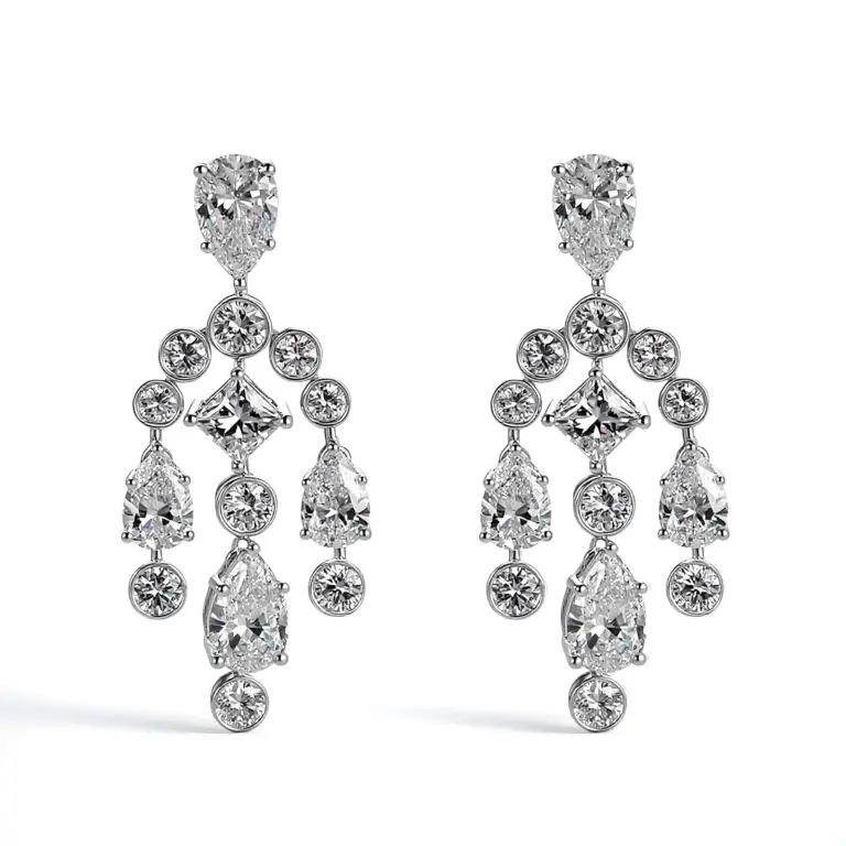 elegant 18k gold pear round lab grown diamond drop earrings 1
