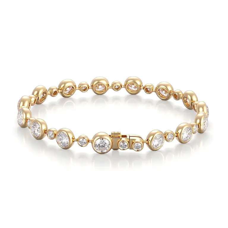 elegant platinum round lab grown diamond chain bracelet 1