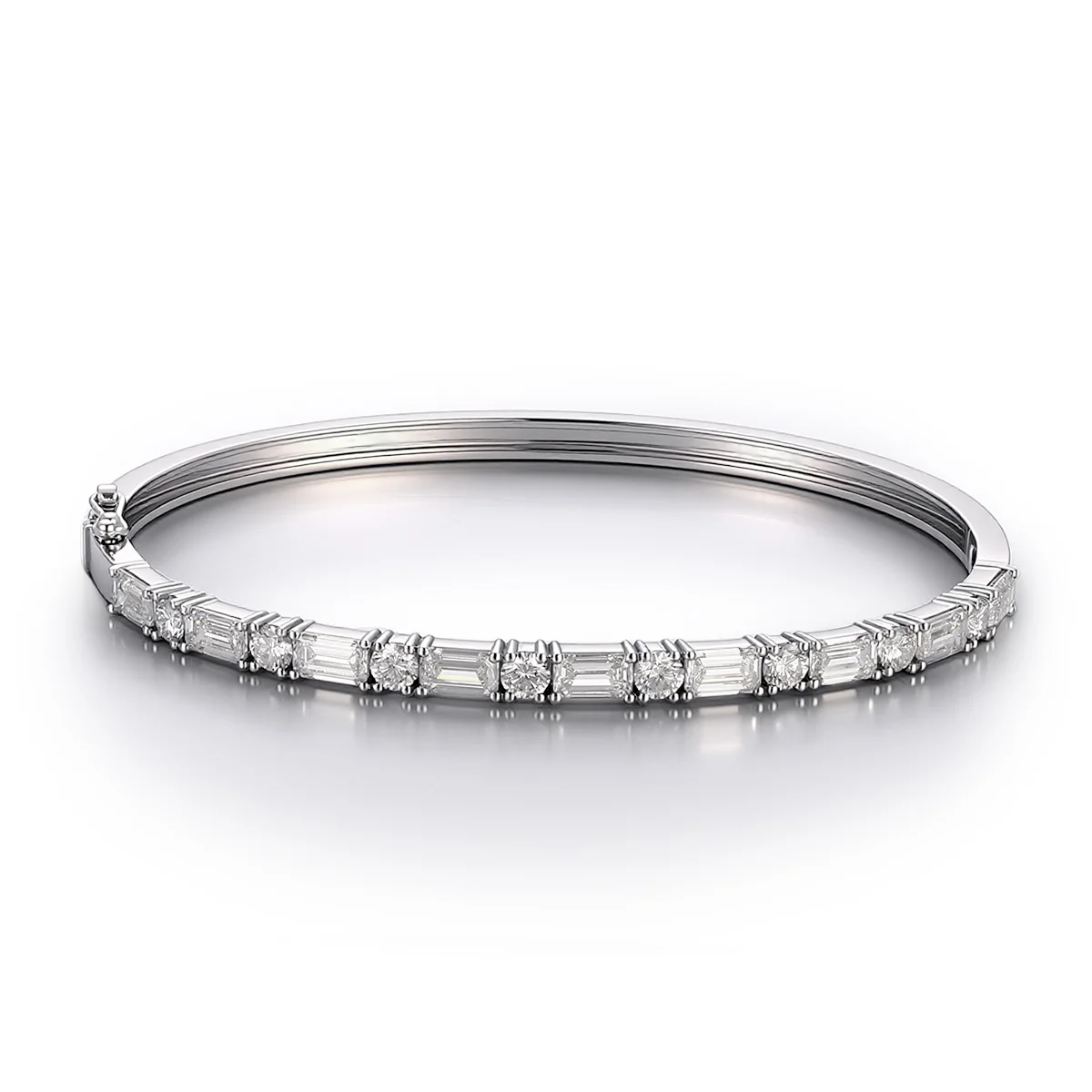 emerald round lab grown diamond enchanting bangle bracelet in 10k gold 1 emerald round lab grown diamond enchanting bangle bracelet in 10k gold 1