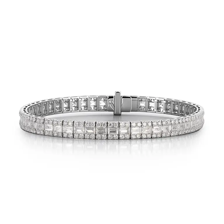 emerald round lab grown diamond tennis bracelet in enchanting 14k gold 1