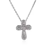 graceful 10k gold cross featuring round emerald lab grown diamonds 1