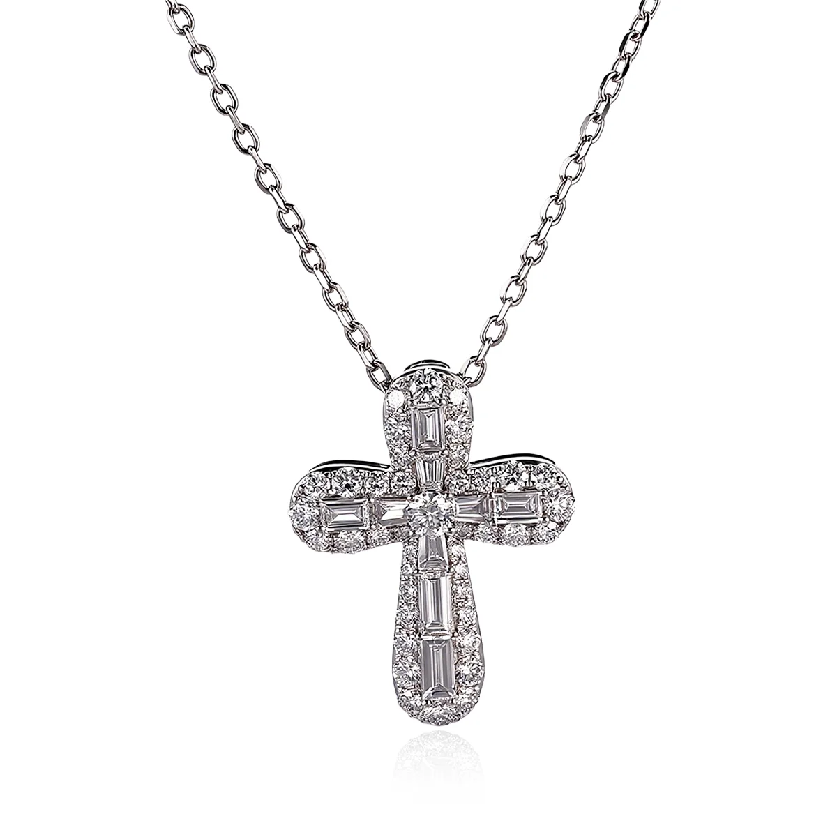 graceful 10k gold cross featuring round emerald lab grown diamonds 1 graceful 10k gold cross featuring round emerald lab grown diamonds 1