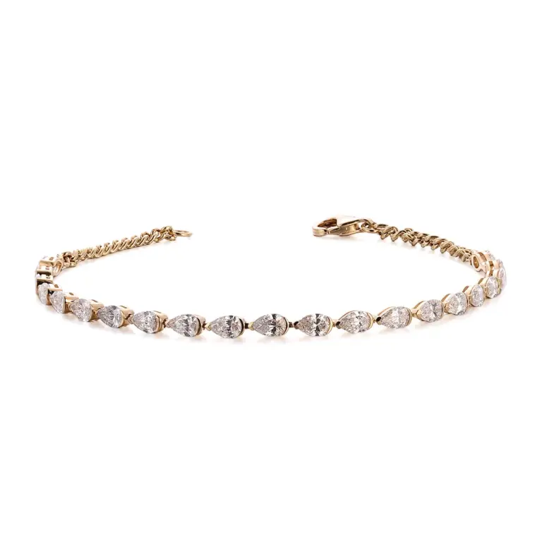 graceful 14k gold pear lab grown diamond link bracelet 1