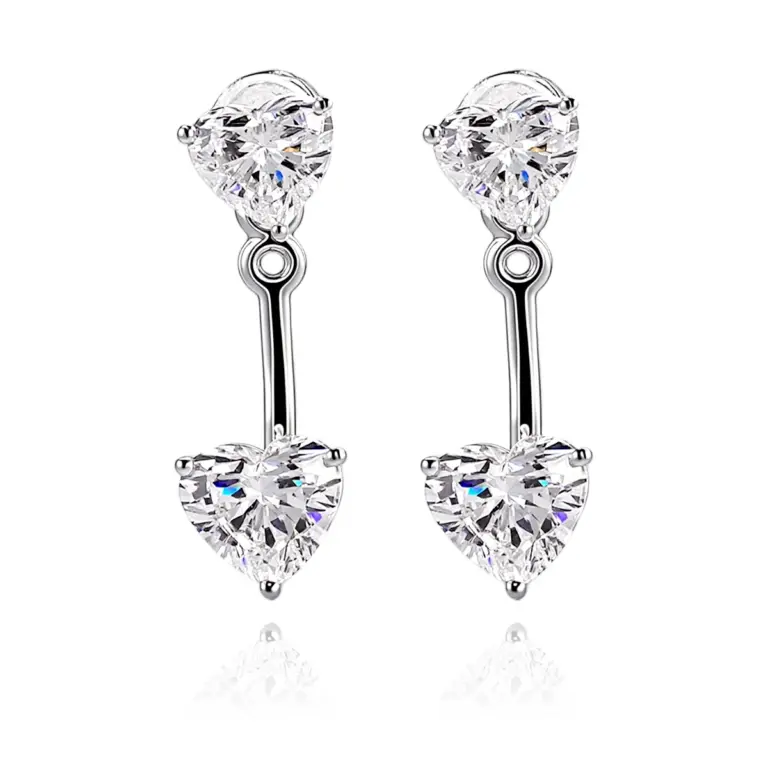 heart lab grown diamond glamorous drop earrings in 14k gold 1