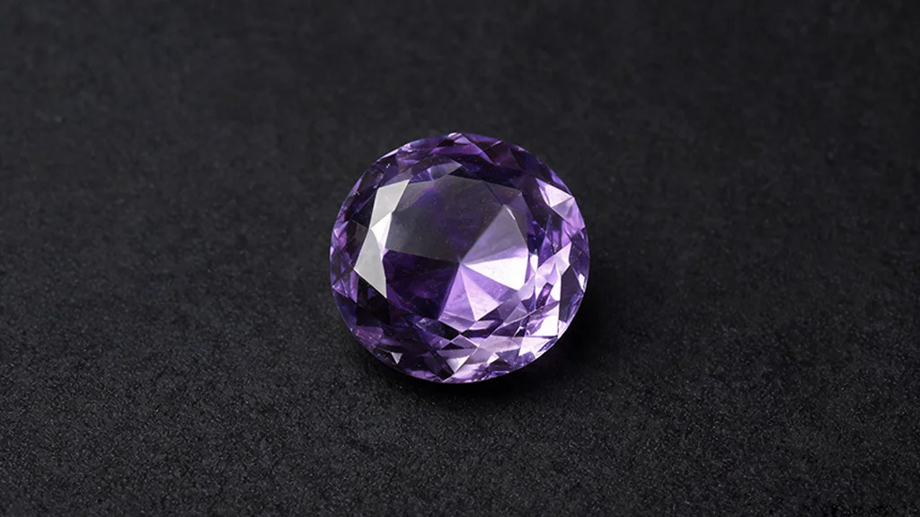 macro photo of a faceted purple amethyst gemstone