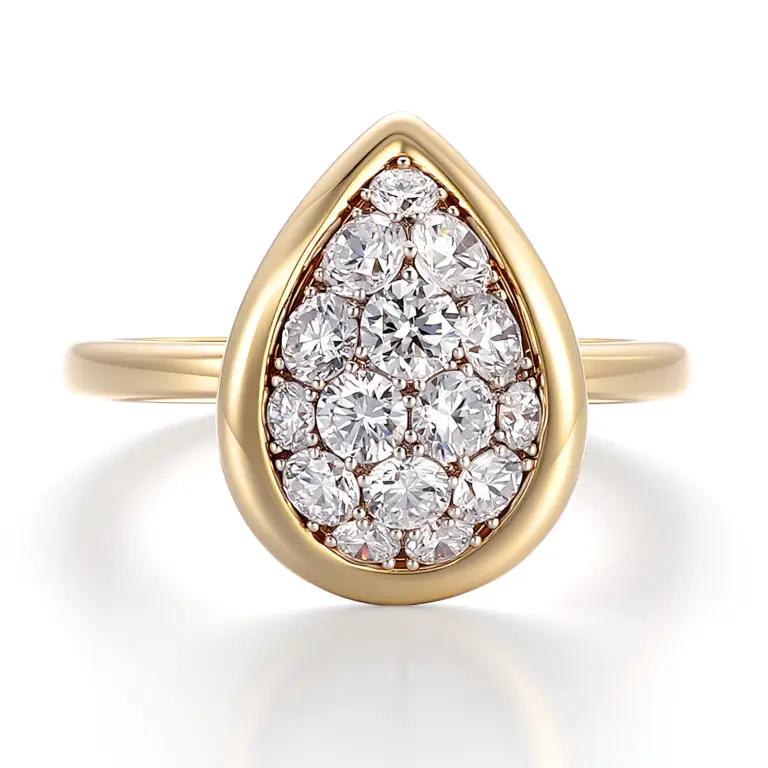 minimalist cluster engagement ring in 14k gold with round lab grown diamond 1