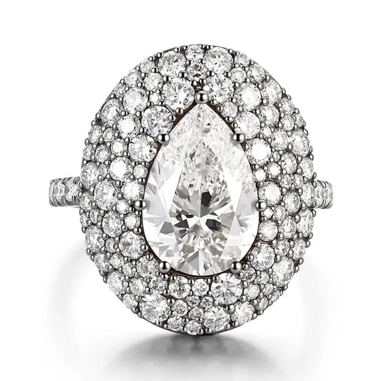 pear lab grown diamond polished halo engagement ring in 14k gold 1