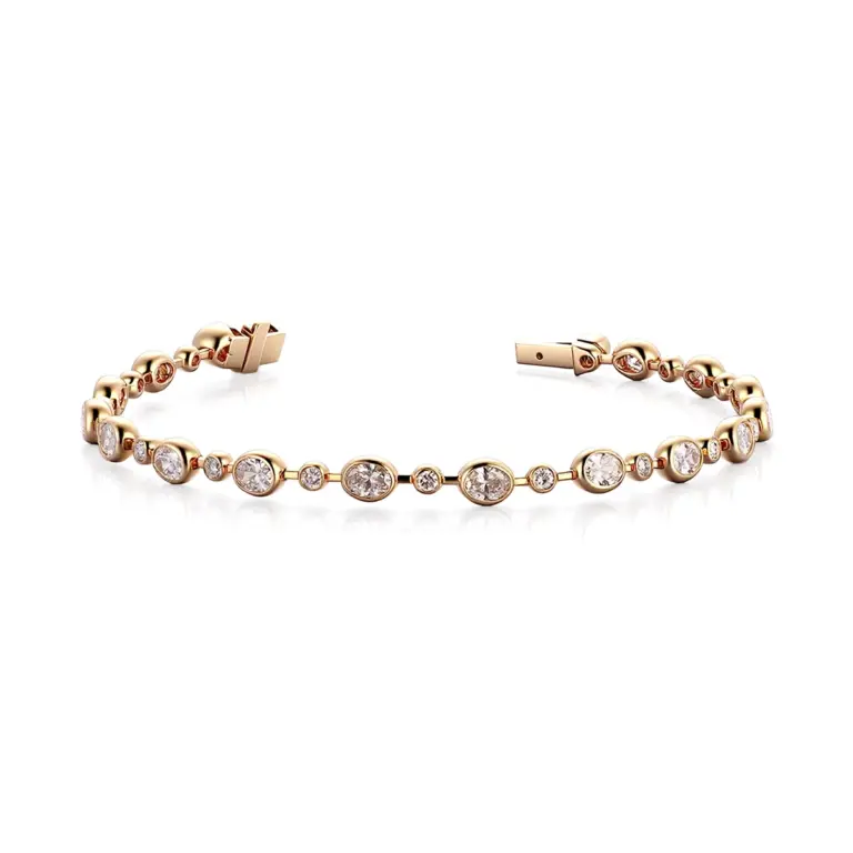 platinum chain bracelet with oval round lab grown diamonds dazzling 1