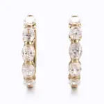 platinum contemporary hoop earrings with oval lab grown diamond 1