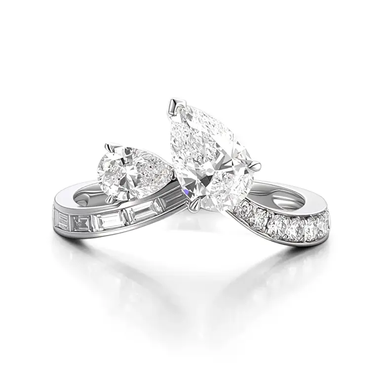 platinum pear round lab grown diamond refined toi et moi ring 1