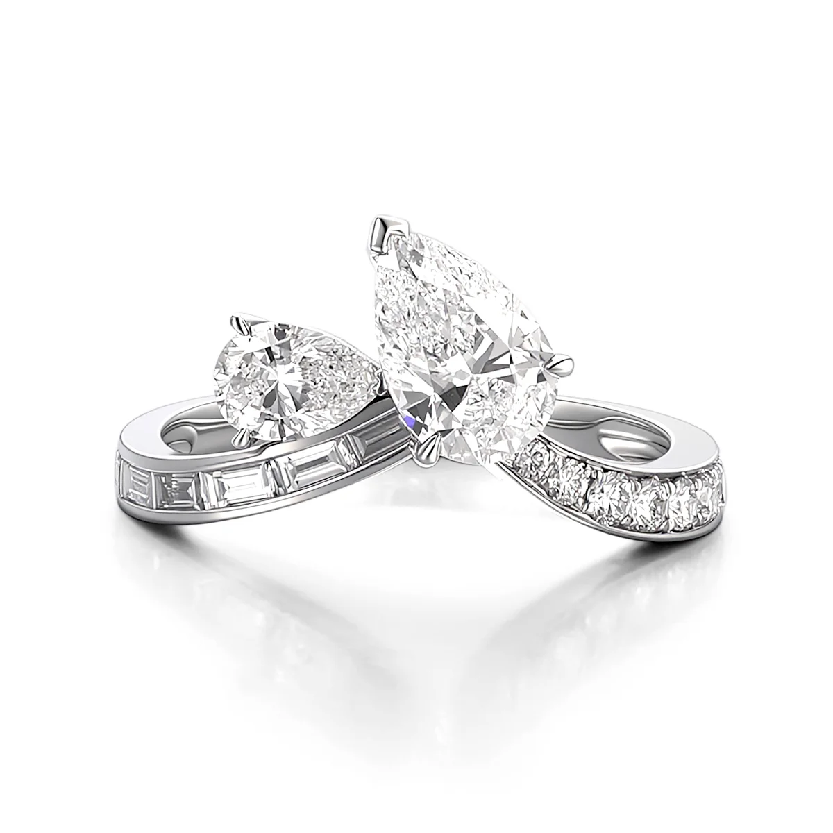 platinum pear round lab grown diamond refined toi et moi ring 1 platinum pear round lab grown diamond refined toi et moi ring 1