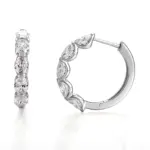 platinum polished hoop earrings with pear lab grown diamond 1