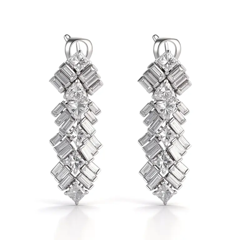 princess trillion lab grown diamond luxe drop earrings in 18k gold 1